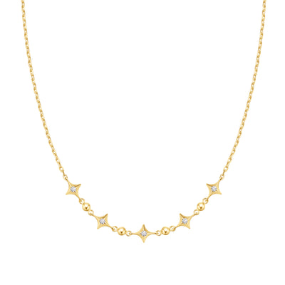Gold Sparkling Star Station Necklace