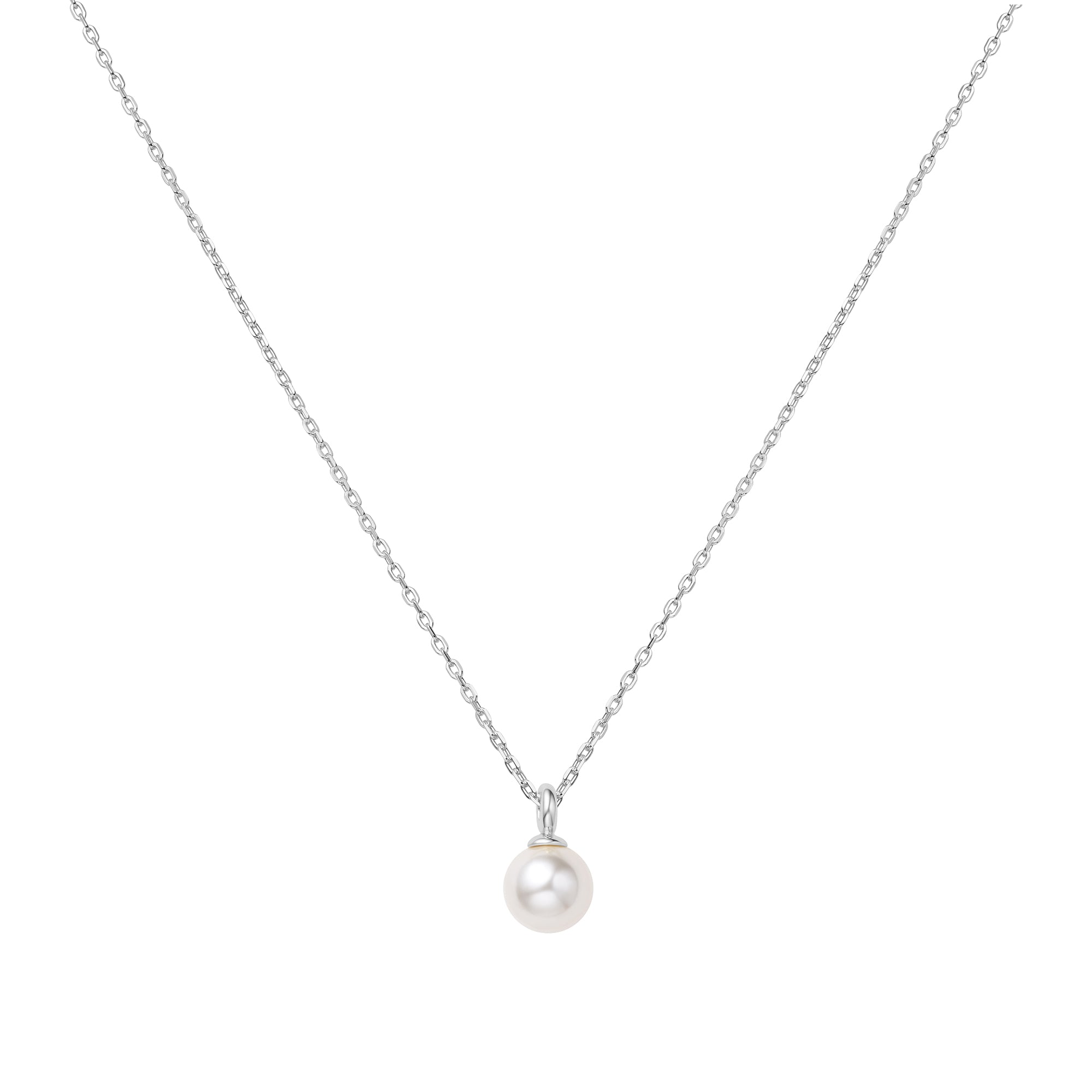 Silver Shell Pearl Drop Pendant Necklace