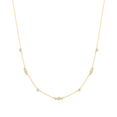 Gold Sparkling Bezel Cubic Zirconia Station Necklace