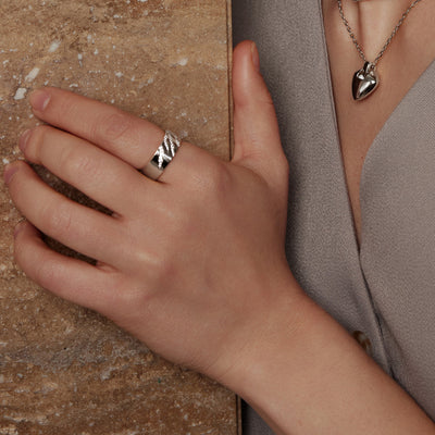 Silver Tiger Stripe Band