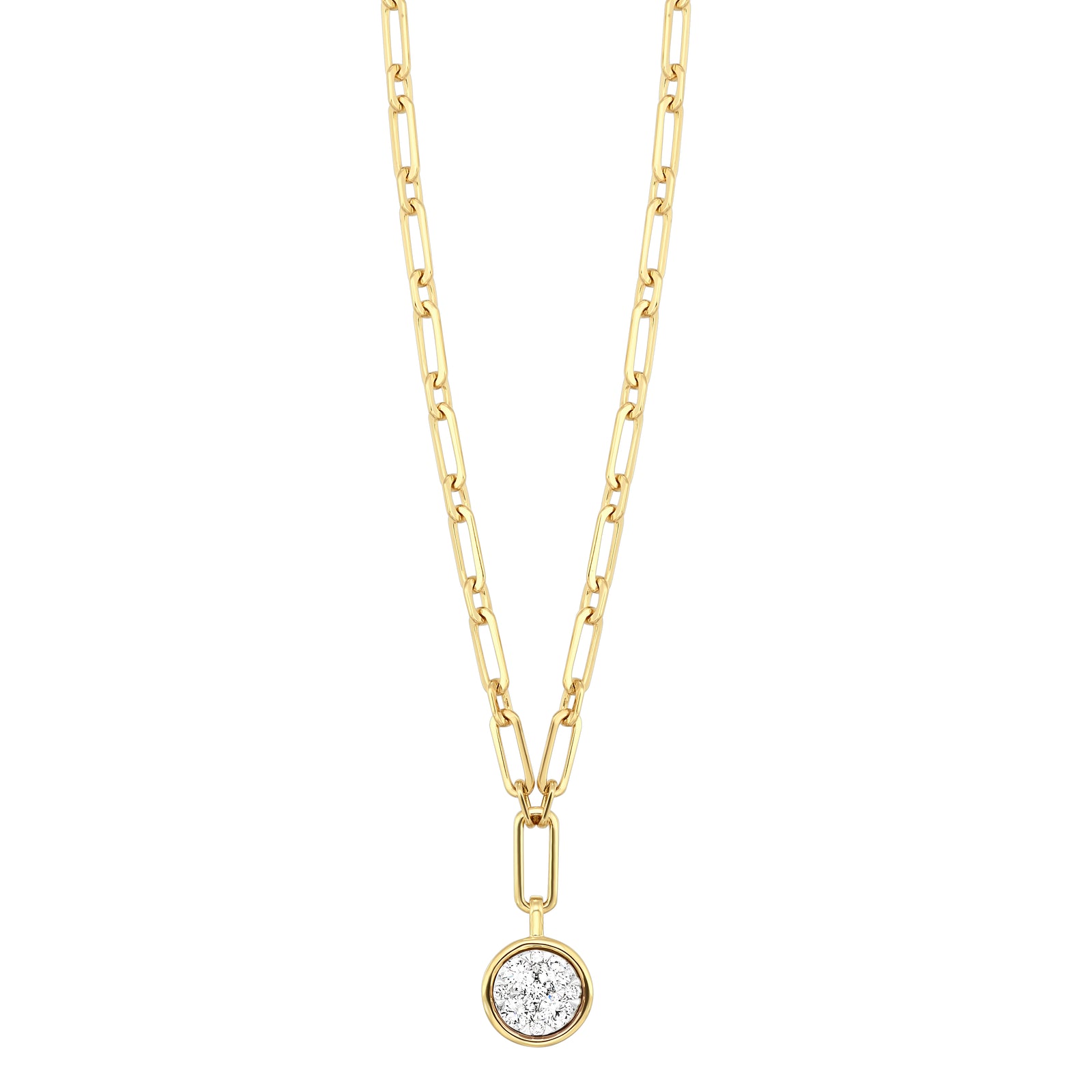 14K Yellow Gold Paperclip Diamond Pendant