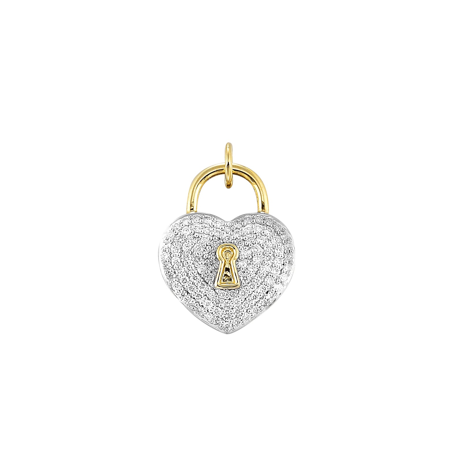 14Kt Yellow Gold Diamond 1/3Ctw Heart Lock Charm
