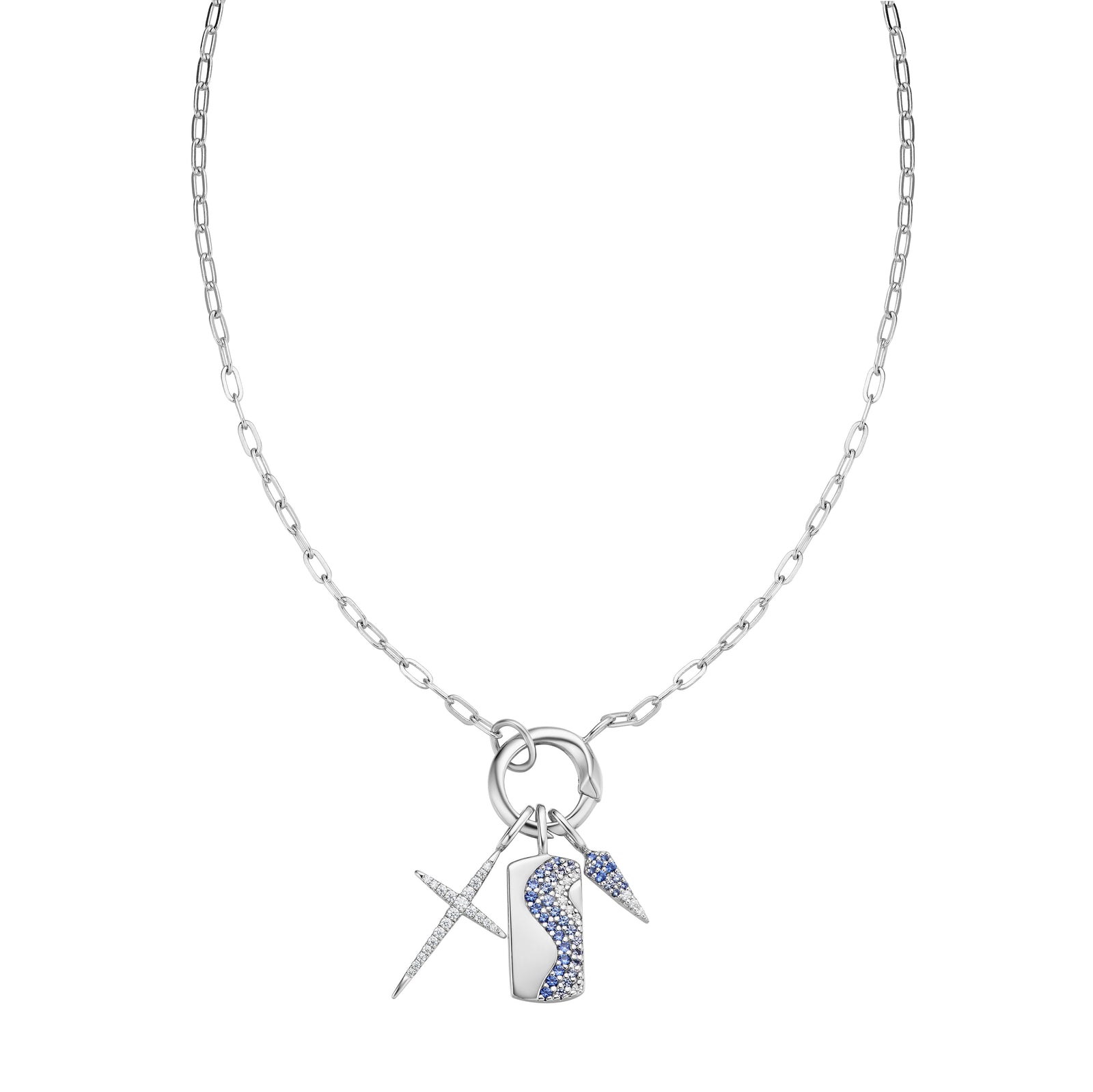 Silver Ocean Wave Charm Necklace