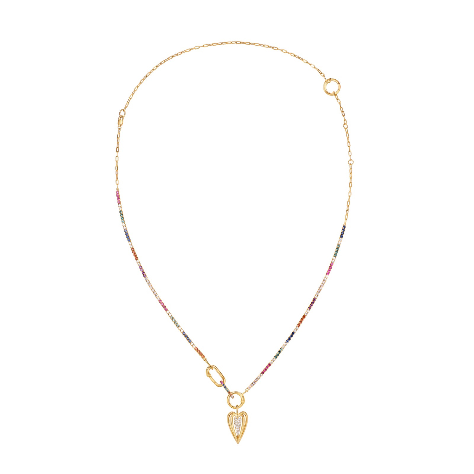 Gold Rainbow Love Charm Extender Necklace