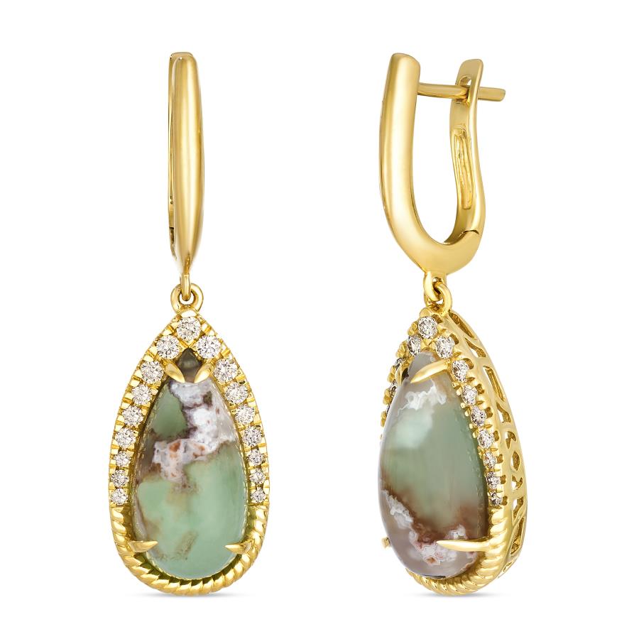 Le Vian® Pear Cut Peacock Aquaprase™ Dangle Hoop Earrings