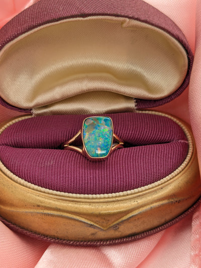 Yellow Gold Triplet Opal Ring