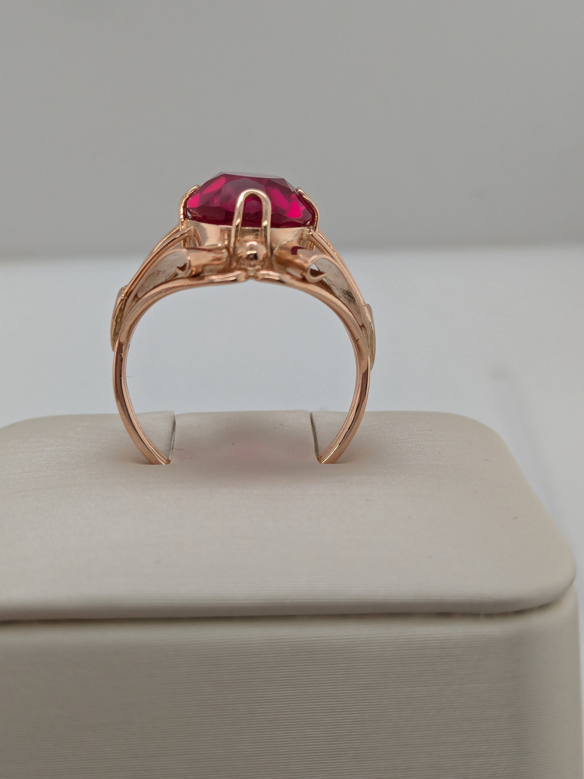 Created Ruby Cocktail Ring Soviet Jewelry Lambert Jewelers