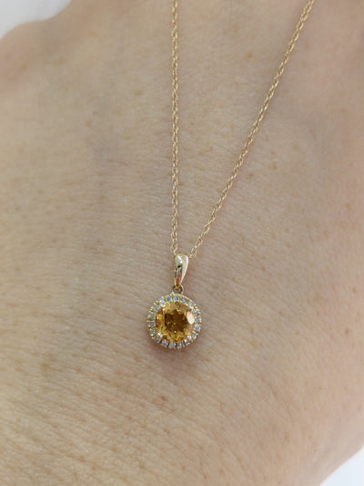 Citrine Halo Necklace
