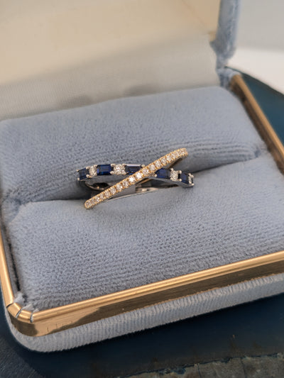 SAPPHIRE CRISS CROSS RING