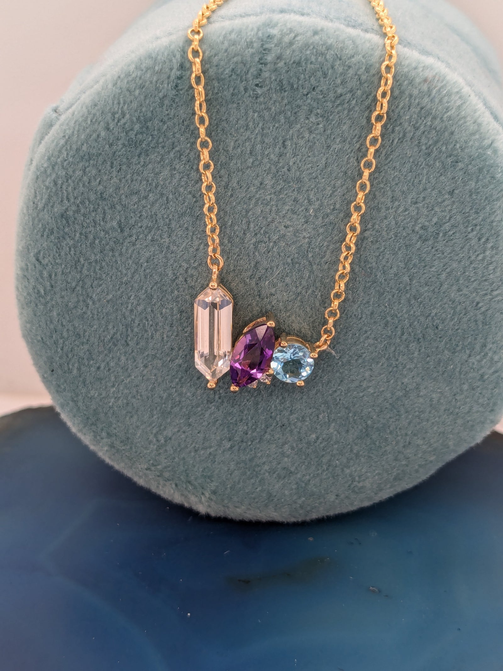 Fancy Cut Cluster Necklace