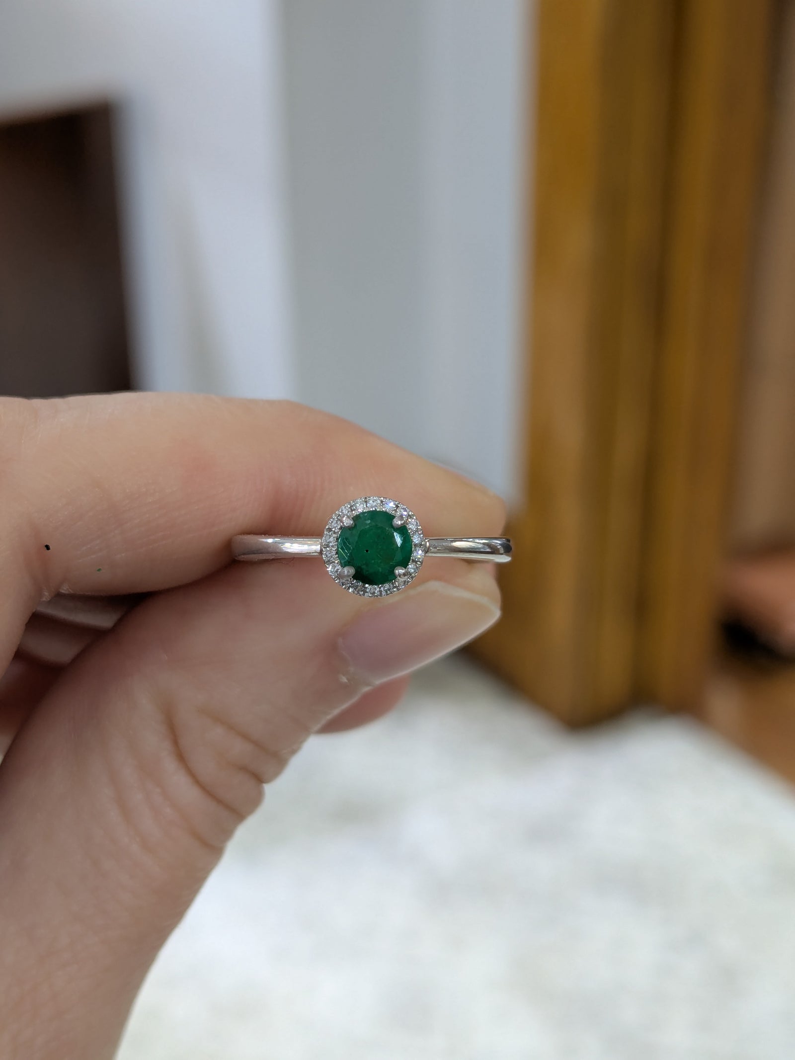 Emerald Halo Ring