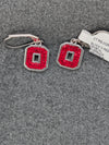 Block "O" Leverback Crystal Earrings - ALL RED