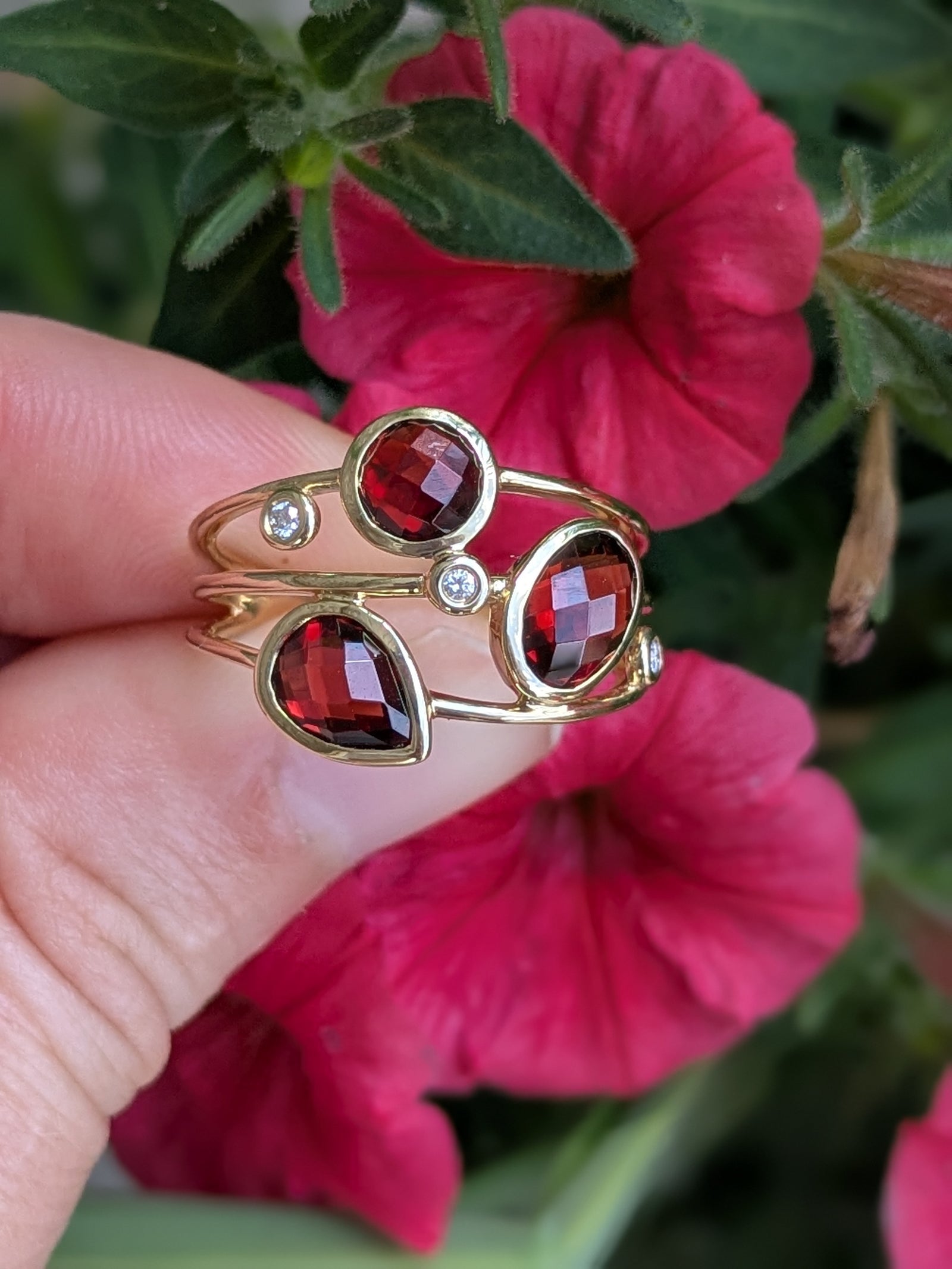 Cluster Garnet Ring