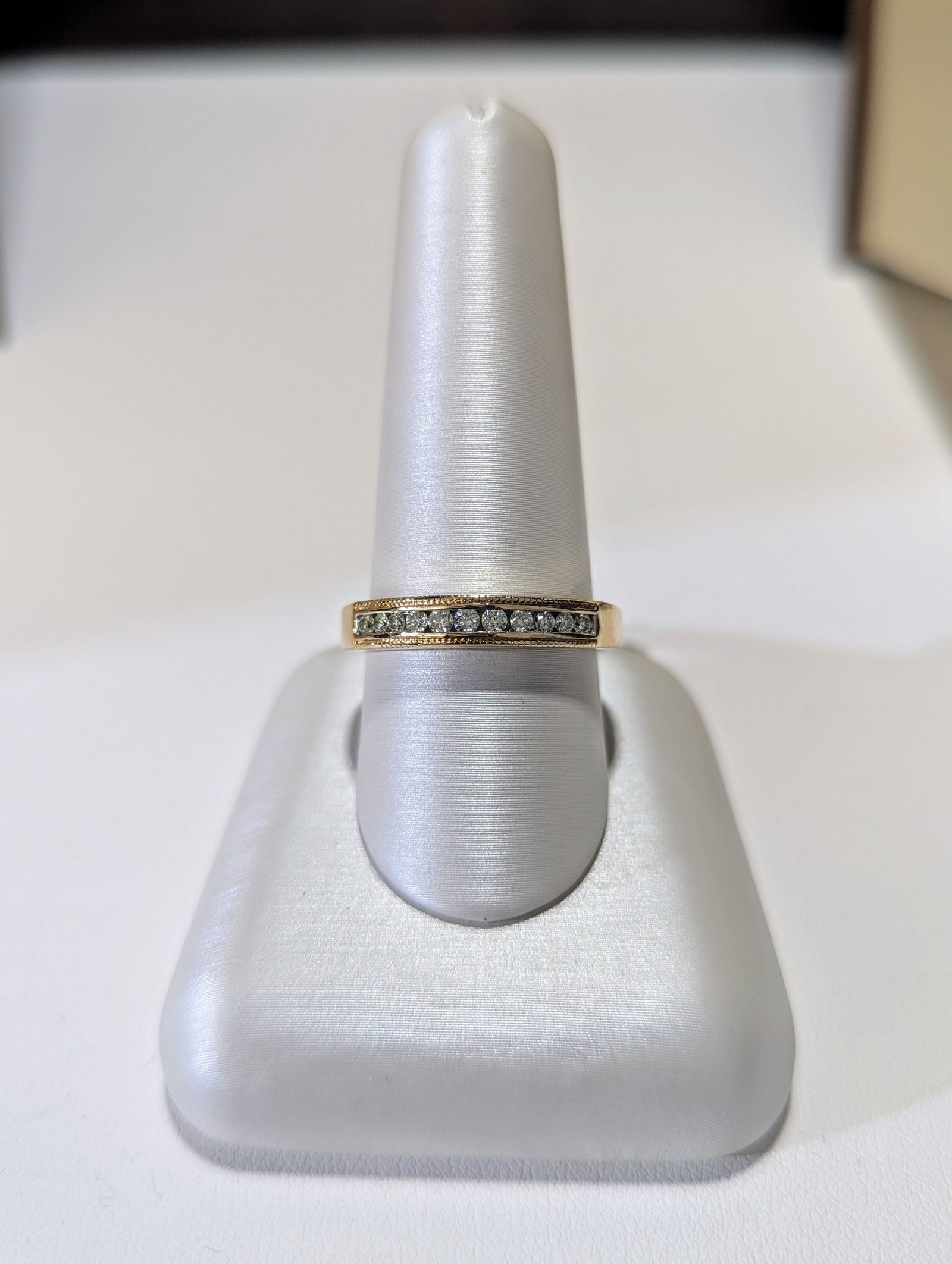 14k Yellow Gold Wedding Band with Channel Set Diamonds