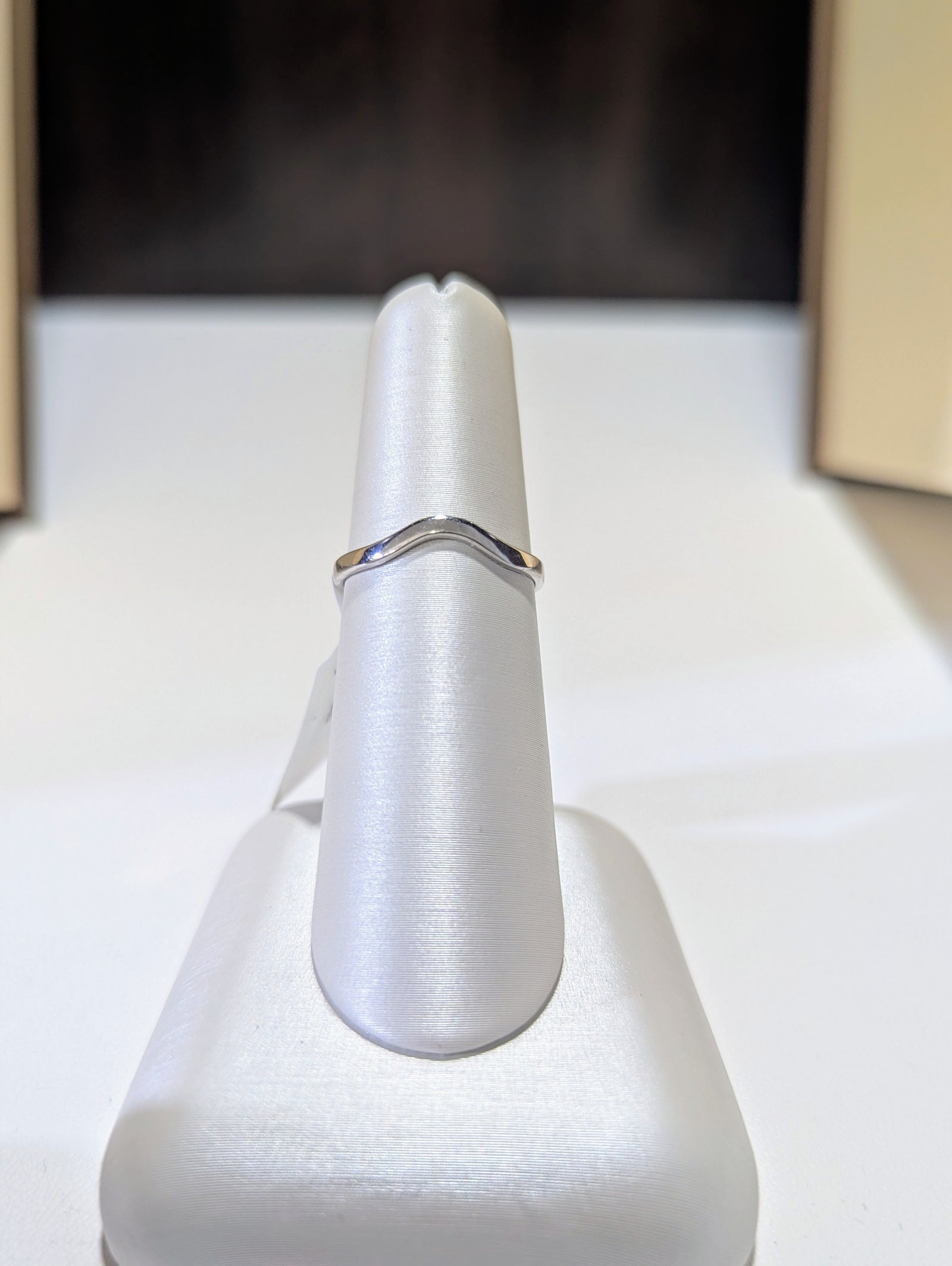 14k White Gold Curved Wedding Band