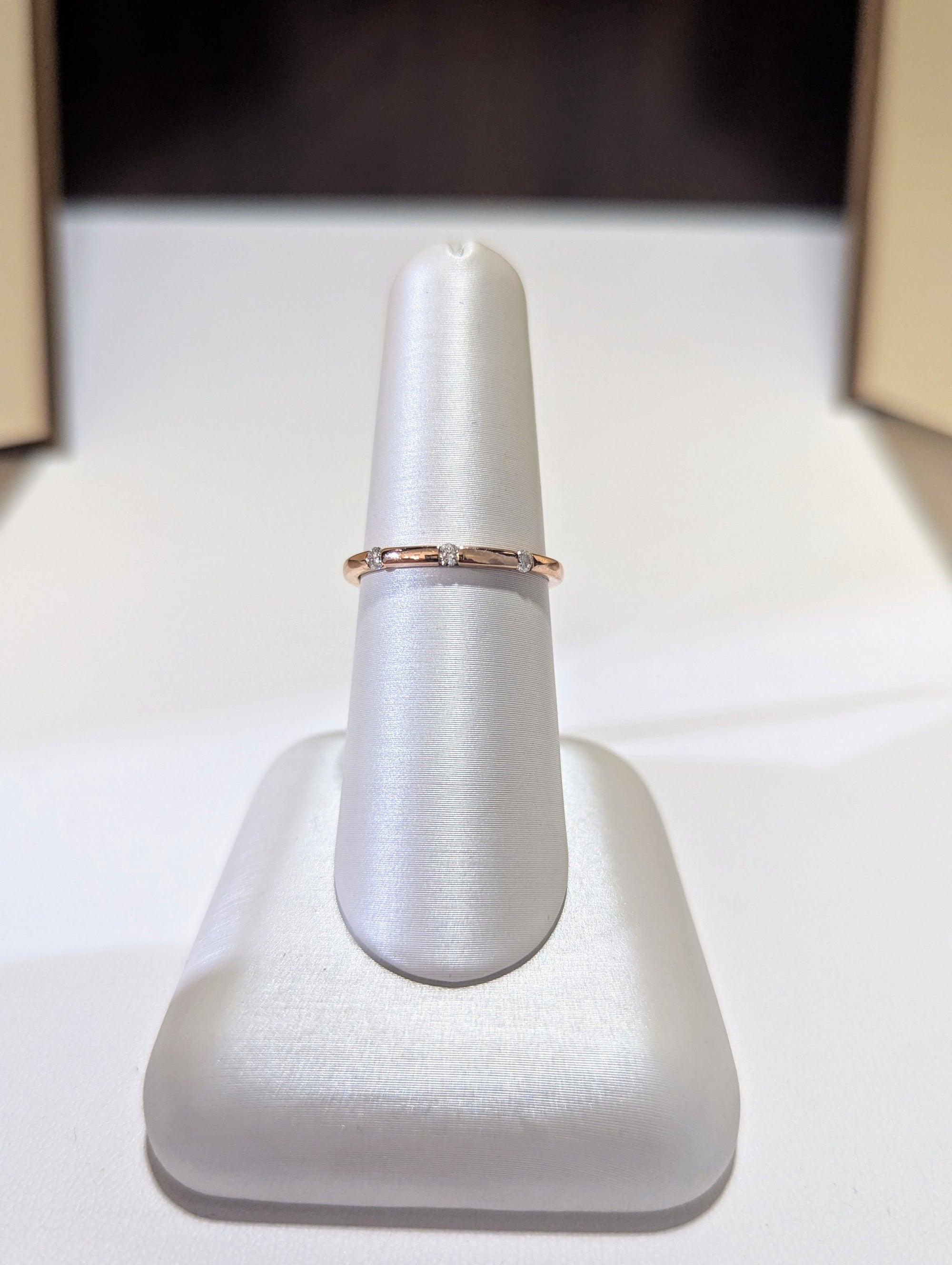 14k Rose Gold Wedding Band with 3 Small Diamonds