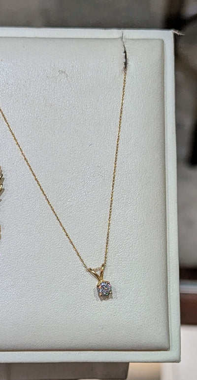 14k Dainty Yellow Gold Chain with .25 CTW Round Diamond Pendant