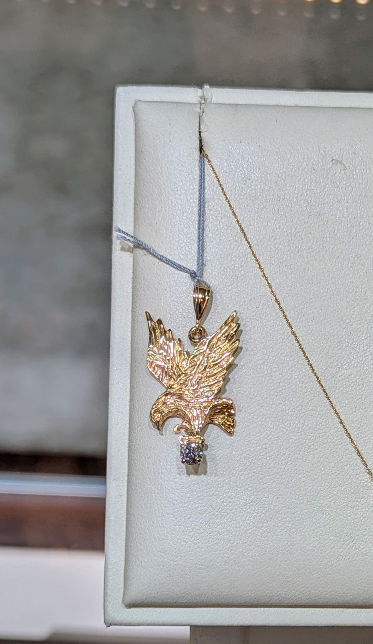14k Yellow Gold Eagle Pendant with .25 ct Diamond