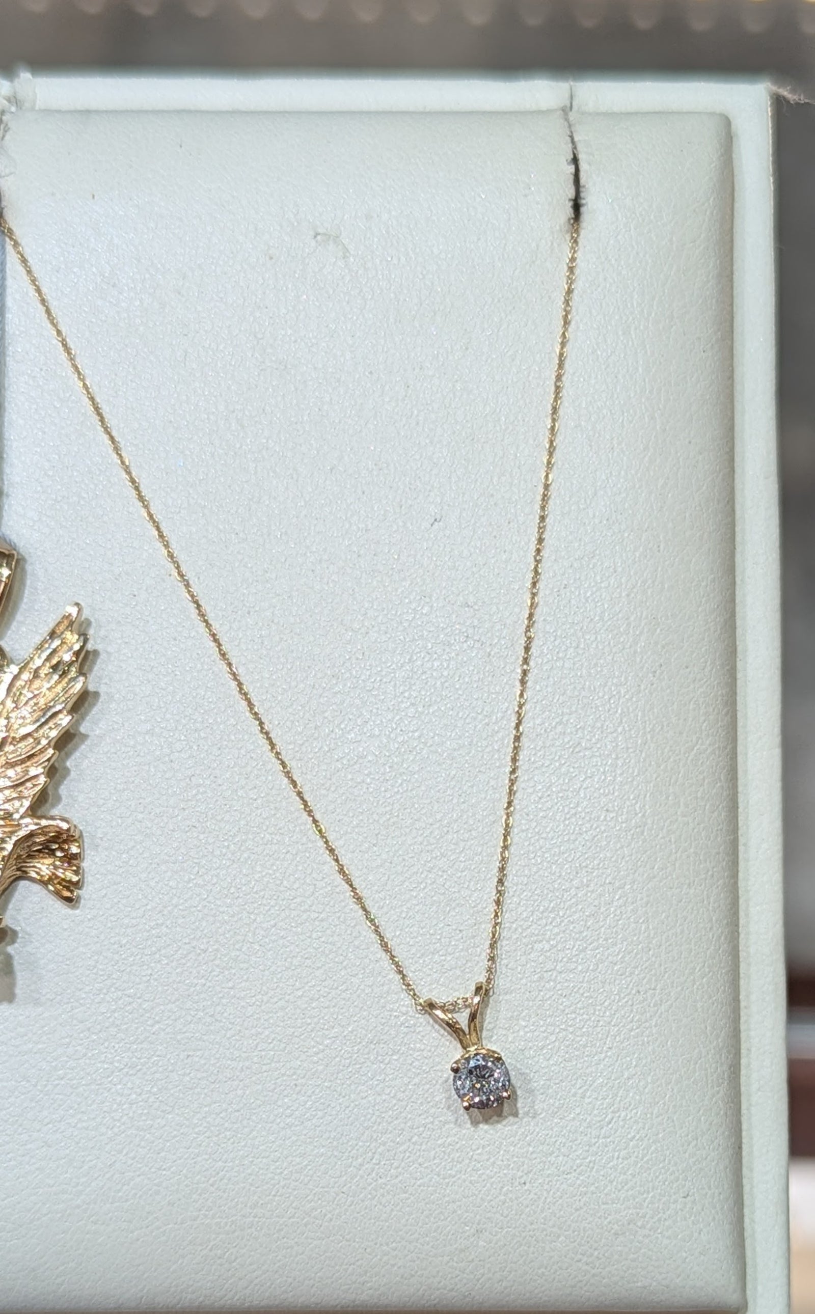 14k Dainty Yellow Gold Chain with .25 CTW Round Diamond Pendant