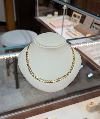 14k Yellow Gold Curb Chain: 18" x 5mm