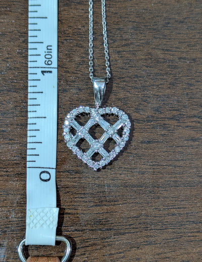 10k White Gold chain with Diamond Heart Pendant