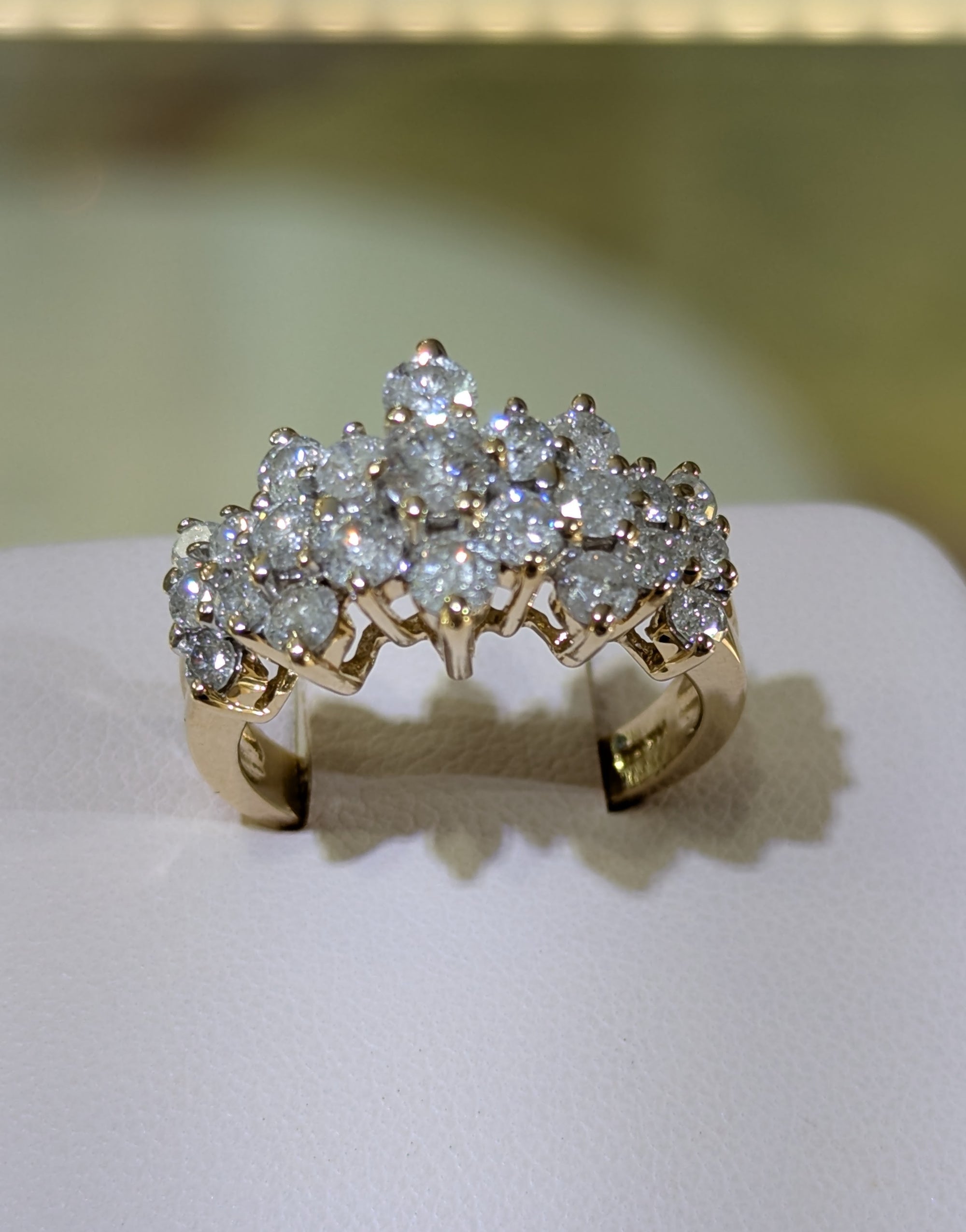 14k Yellow Gold "Snowfall" Diamond Cluster Ring