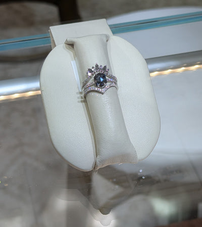 INCREDIBLE 14k White Gold Salt & Pepper Wedding Set