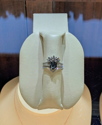 INCREDIBLE 14k White Gold Salt & Pepper Wedding Set