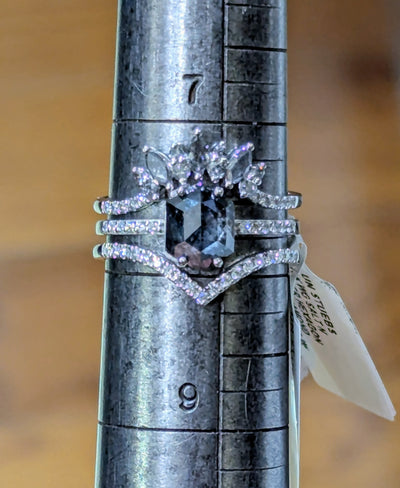 INCREDIBLE 14k White Gold Salt & Pepper Wedding Set