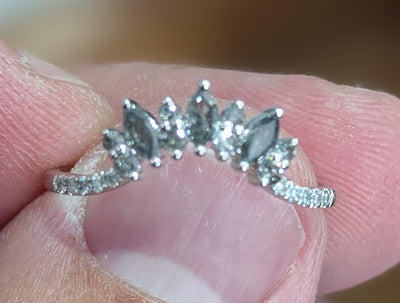 INCREDIBLE 14k White Gold Salt & Pepper Wedding Set