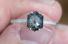 INCREDIBLE 14k White Gold Salt & Pepper Wedding Set