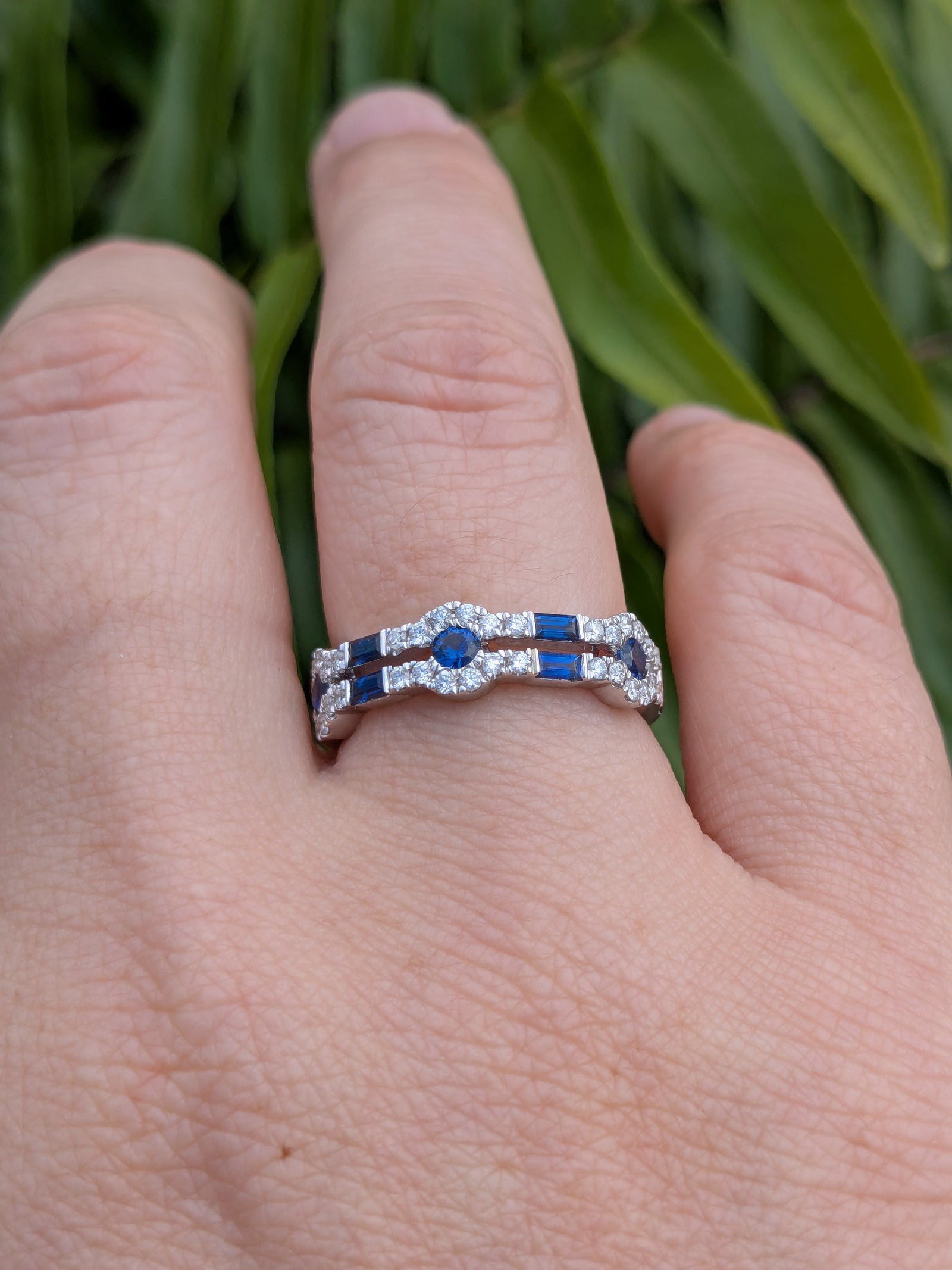 Modern Art Deco Sapphire Ring