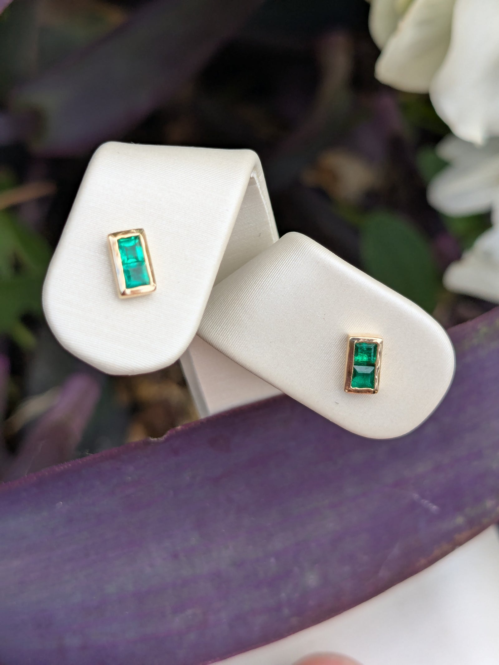 Emerald Bar Earrings
