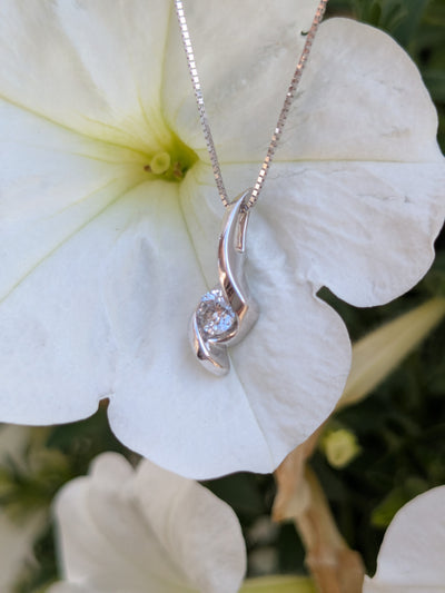 Twisted Diamond Solitaire Pendant on 18" Chain Necklace