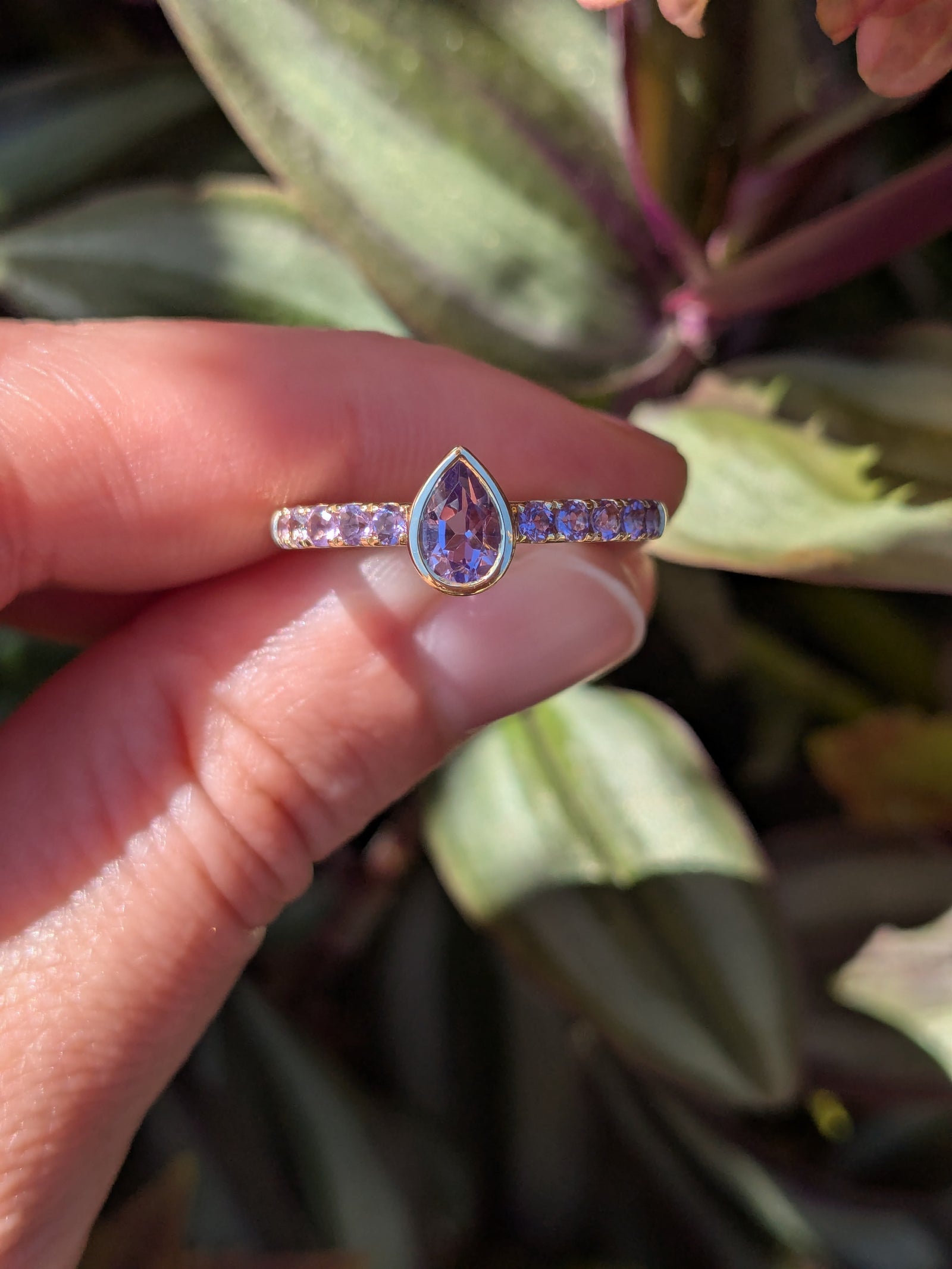 Amethyst Tear Drop Ring