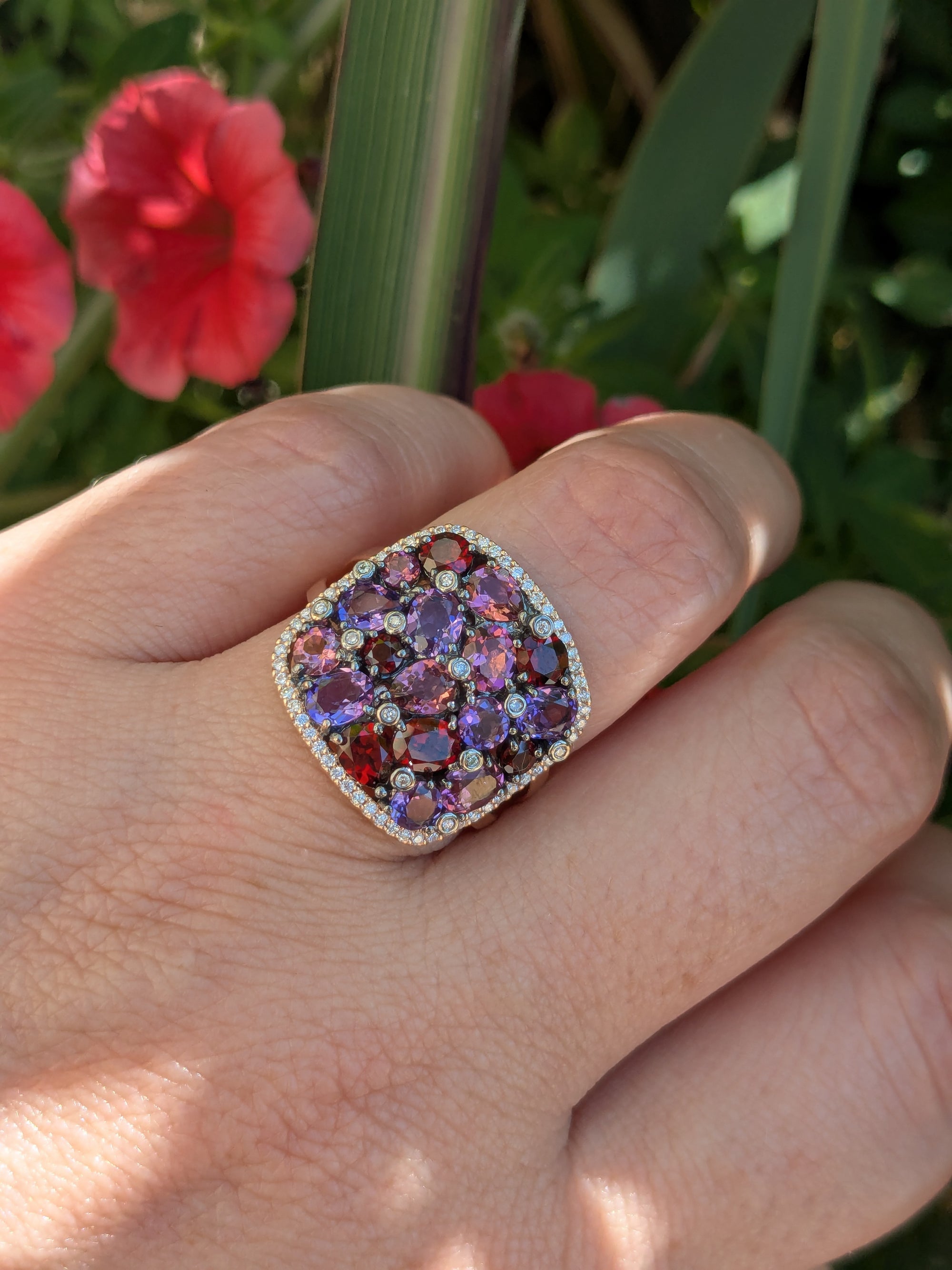 Cluster Pink, Purple & Red Cluster Ring