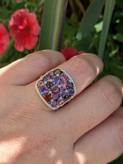 Cluster Pink, Purple & Red Cluster Ring