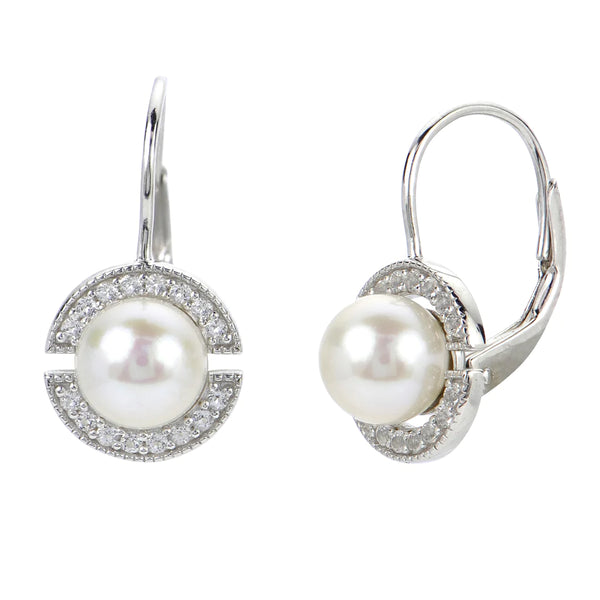 Fresh water pearl lever back sterling dangle earrings – Autumn Designs