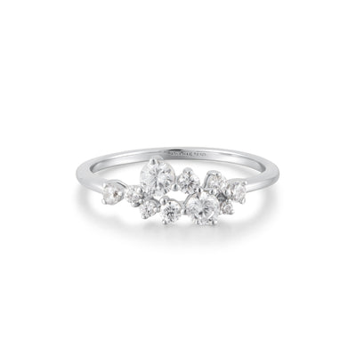 Silver Flower Cluster Pav¨¦ Ring