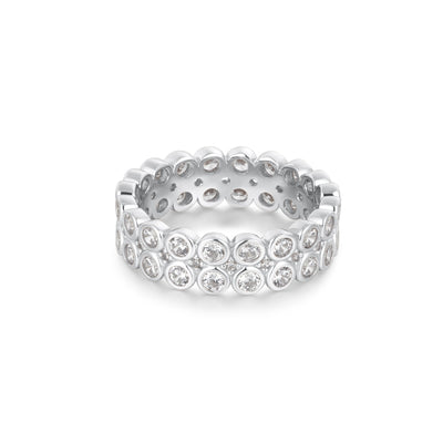 Silver Double Row Bezel Ring