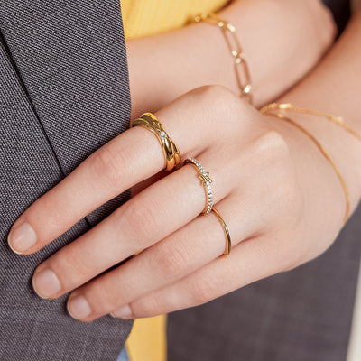 Gold Cross Double Ring
