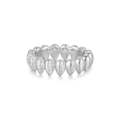 Silver Sparkling Puffy Spike Ring