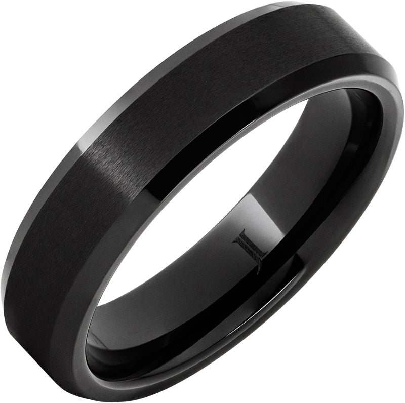 Black Diamond Ceramic™ Beveled Ring With Satin Center