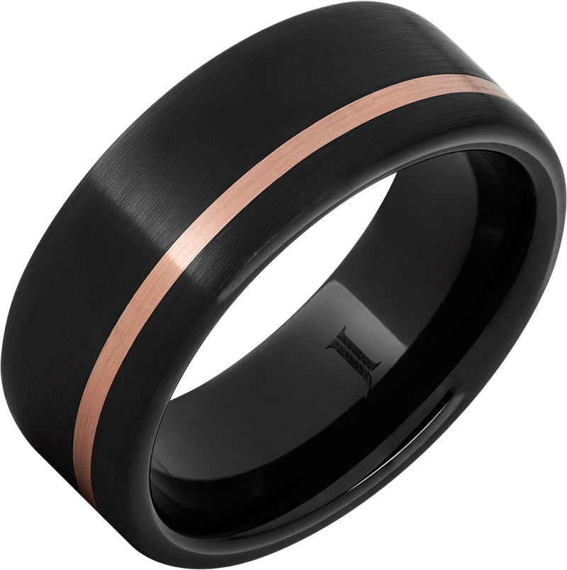 BLACK DIAMOND CERAMIC™ RING WITH ROSE GOLD INLAY