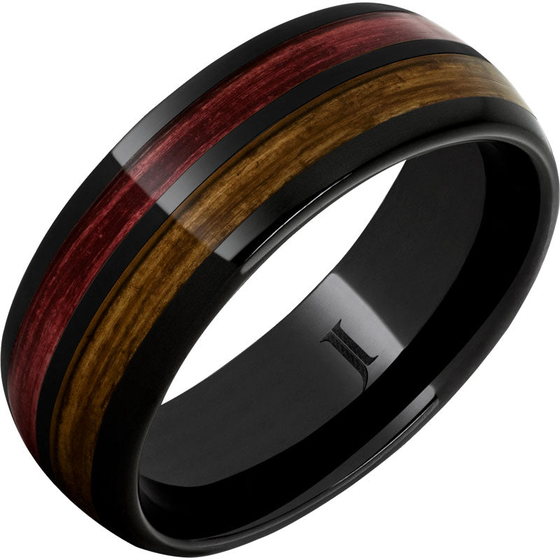 Double Barrel – Barrel Aged™ Black Diamond Ceramic™ Ring with Bourbon and Cabernet Inlays