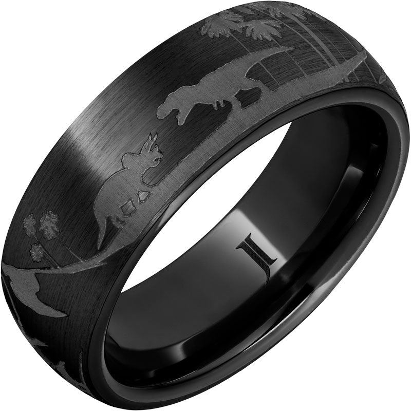 Black Diamond Ceramic™ Ring with Dinosaur Scene