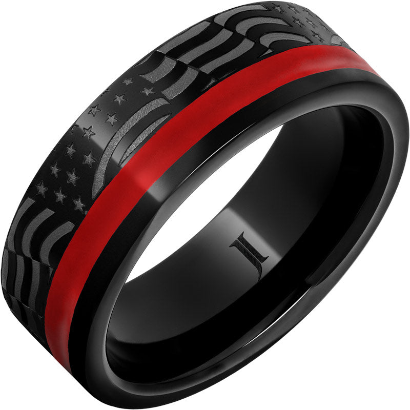 Old Glory - Enamel Inlay Black Diamond Ceramic™ Ring