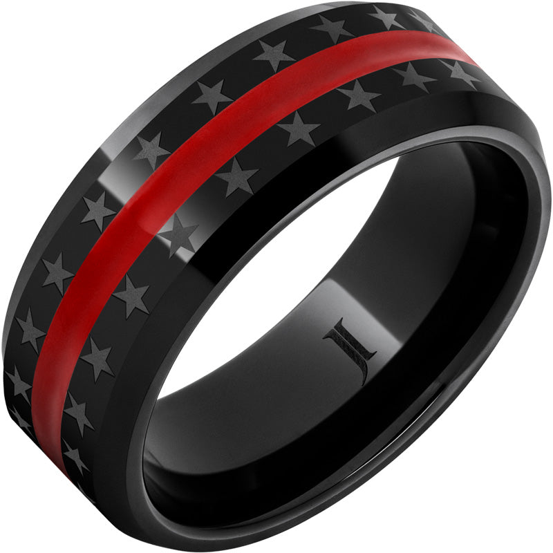Black Diamond Ceramic™ American Flag Star Ring