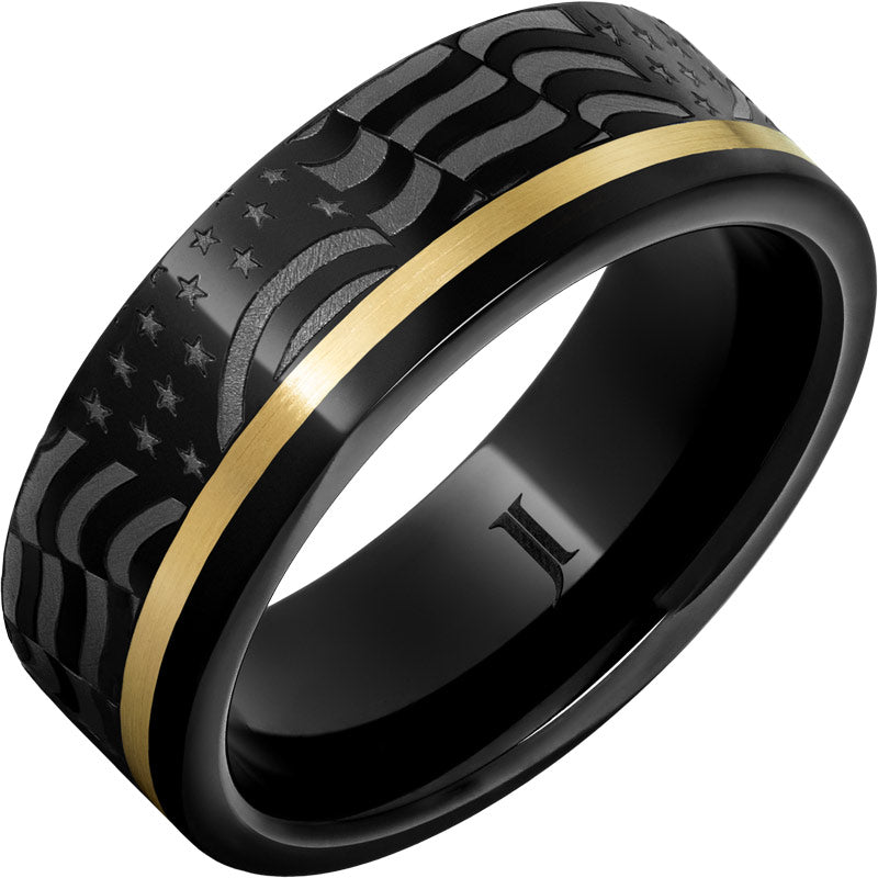 Old Glory - Black Diamond Ceramic™ American Flag Ring with 14K Gold Inlay