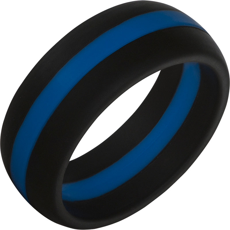 TrūBand™ Silicone Black Ring with Blue Center